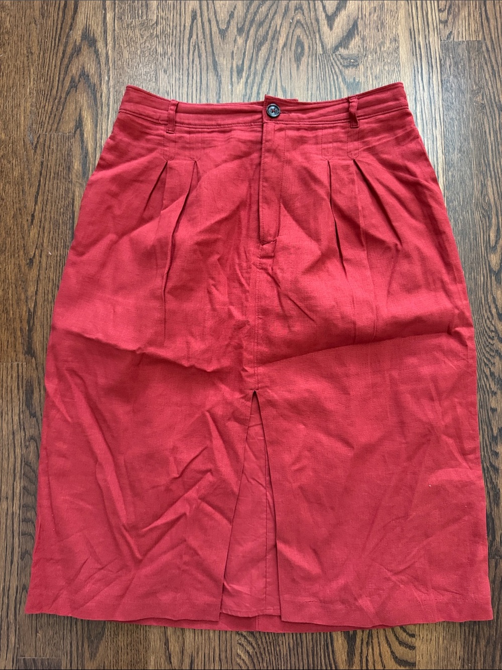 😜😜 BANANA REPUBLIC Linen Blend Red Pleated-Front Pencil Skirt